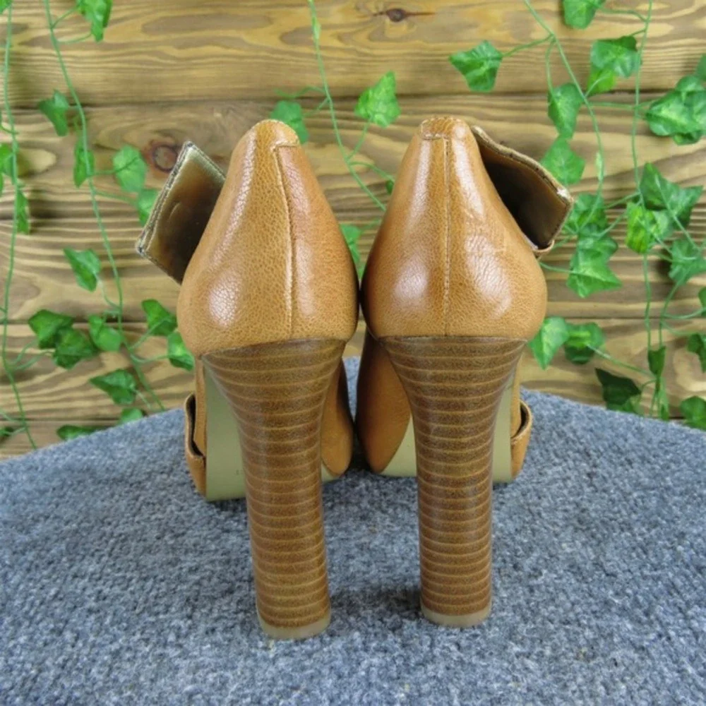 Nine‎ West Women's Mega Platform Brown Leather Pump 8.5 Medium Gently Used 2025